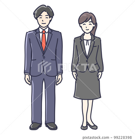 Male and female illustrations in suits, whole body Male and female illustrations in suits, whole body 99228398