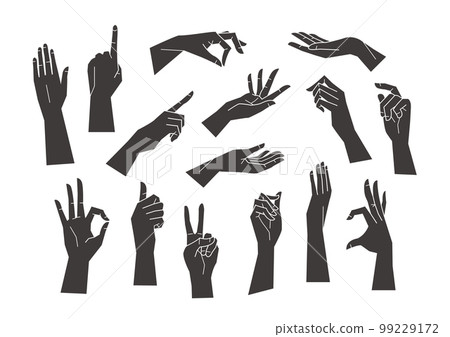 Hand illustration set silhouette 99229172