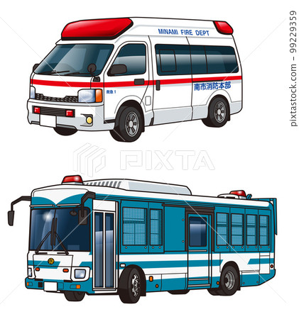 Set of ambulance and police transport vehicles Set of ambulance and police transport vehicles 99229359
