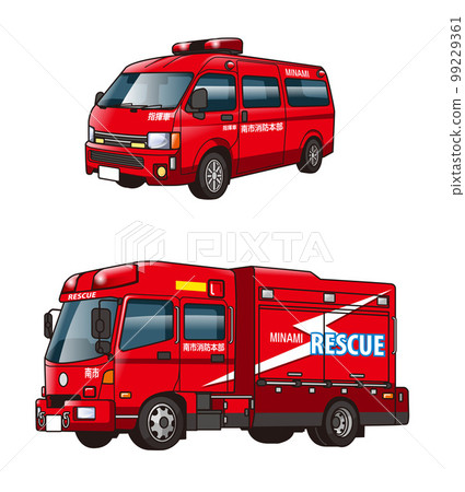 一套救援消防車和消防指揮車 99229361