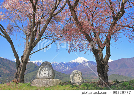 Spring in Azumino Dosojin and Mount Jonen 99229777