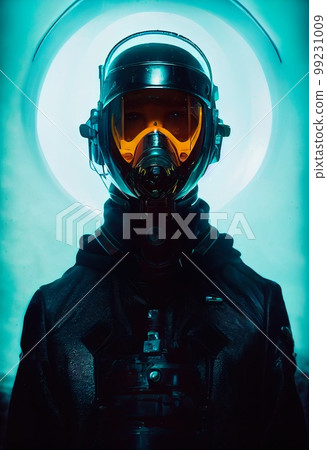 A fictional person, not based on a real person. Portrait of an fictional astronaut in a spacesuit. High-tech astronaut from the future. The concept of space travel. 3D rendering A fictional person, not based on a real person. Portrait of an fictional astronaut in a spacesuit. High-tech astronaut from the future. The concept of space travel. 3D rendering 99231009
