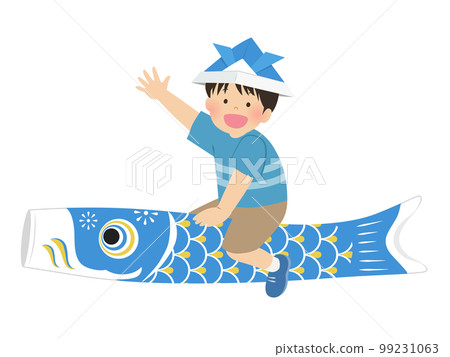 A boy riding a carp streamer_Children's Day image material 99231063