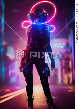 Premium Photo  A fictional portrait of a scifi cyberpunk girl