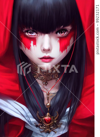 A fictional person, not based on a real person. Gothic dark horror scene with a girl vampire. Artistic abstract Gothic. Dark gothic concept. 3d rendering, 99232171
