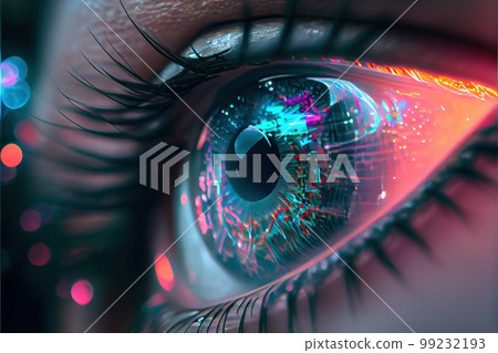 A close-up of the human eye. Close-up of the amazing pupil. Generative AI. A close-up of the human eye. Close-up of the amazing pupil. Generative AI. 99232193