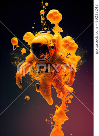 Astronaut flying in zero gravity. High-tech astronaut from the future. The concept of space travel. Generative AI Art 99232248