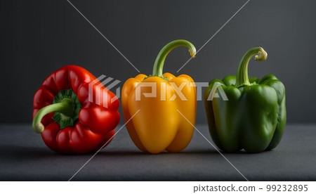 精緻的CG辣椒粉，黃色的辣椒粉，綠色的辣椒粉，就像紅綠燈一樣。它嘗起來和真正的東西一樣新鮮。 99232895