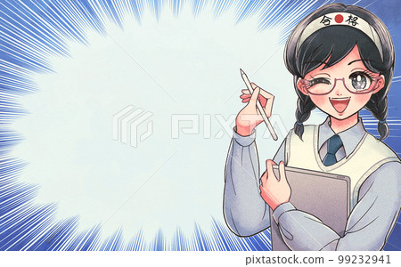 Eye catch of high school students aiming to pass exams by tablet learning 99232941