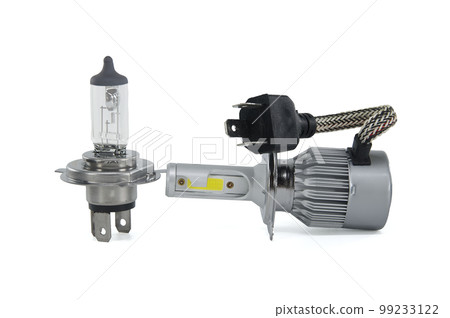Vehicles H4 LED headlight bulbs isolated on white Vehicles H4 LED headlight bulbs isolated on white 99233122