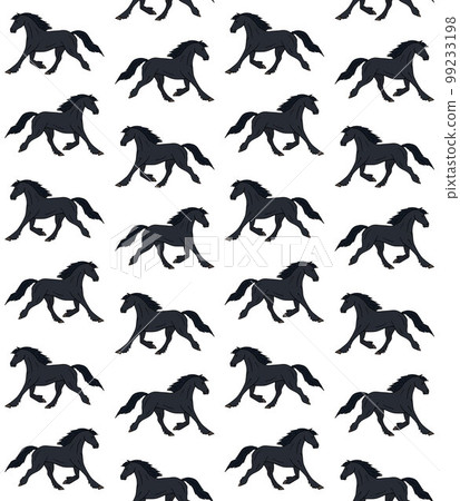 Vector seamless pattern of friesian horse Vector seamless pattern of friesian horse 99233198