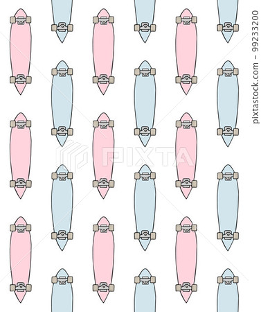 Vector seamless pattern of longboard skateboard 99233200