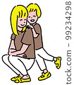 A woman who is good friends with an infant, a mother and a child, simple 99234298