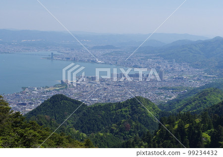 Mt. Hiei Cable Enryakuji Station View of Lake Biwa and Otsu City 99234432