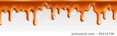 3d vector realistic dripping caramel sauce flow 99234706