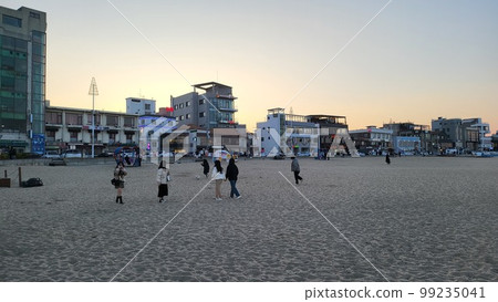 February winter sea landscape at sunset February winter sea landscape at sunset 99235041