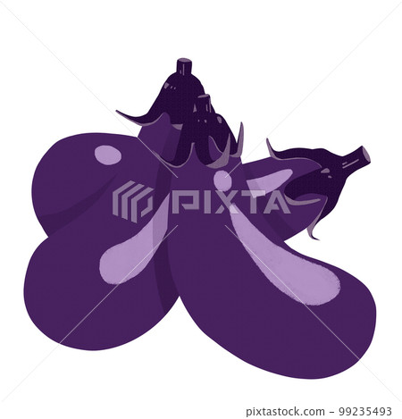 一組三個簡單茄子的插圖素材 一組三個簡單茄子的插圖素材 99235493