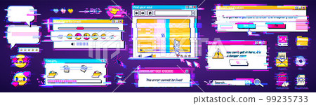 Retro computer interface with glitch effect Retro computer interface with glitch effect 99235733