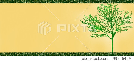 具有綠色樹剪影和米色帆布框架的背景材料 具有綠色樹剪影和米色帆布框架的背景材料 99236469