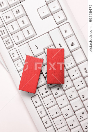 Colored wood cube with important message lying near keyboard. Main information written on notebook. School supplies. Multiple Assorted Collection Office Stationery. Colored wood cube with important message lying near keyboard. Main information written on notebook. School supplies. Multiple Assorted Collection Office Stationery. 99236472