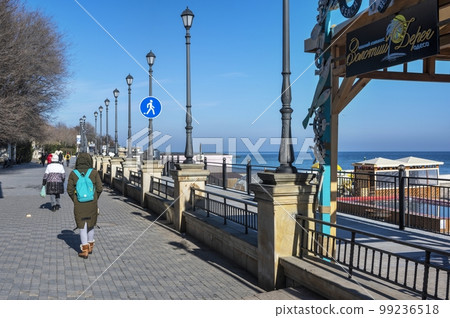 Golden beach promenade in Odessa, Ukraine 99236518