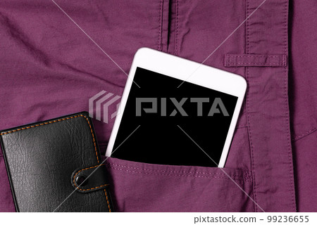 Mobile Phone With Important Message On fablic With Notebook And calculator. Cellphone With Crutial Information On Table With Clock. Late Updates Presented. 99236655