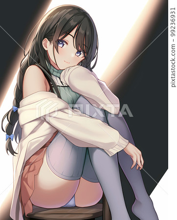 A cute woman sitting quietly in an athletic seat Anime-style illustration "AI-generated image" A cute woman sitting quietly in an athletic seat Anime-style illustration "AI-generated image" 99236931