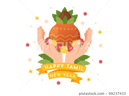 Happy Tamil New Year Illustration with Vishu Flowers, Pots and Indian Hindu Festival in Flat Cartoon Hand Drawn for Landing Page Templates Happy Tamil New Year Illustration with Vishu Flowers, Pots and Indian Hindu Festival in Flat Cartoon Hand Drawn for Landing Page Templates 99237433