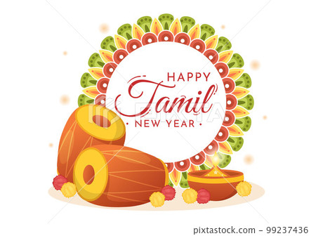 Happy Tamil New Year Illustration with Vishu Flowers, Pots and Indian Hindu Festival in Flat Cartoon Hand Drawn for Landing Page Templates Happy Tamil New Year Illustration with Vishu Flowers, Pots and Indian Hindu Festival in Flat Cartoon Hand Drawn for Landing Page Templates 99237436