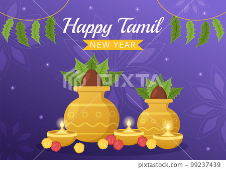 Happy Tamil New Year Illustration with Vishu Flowers, Pots and Indian Hindu Festival in Flat Cartoon Hand Drawn for Landing Page Templates Happy Tamil New Year Illustration with Vishu Flowers, Pots and Indian Hindu Festival in Flat Cartoon Hand Drawn for Landing Page Templates 99237439