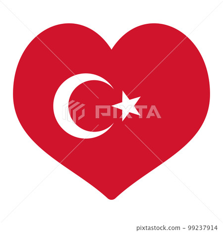 Vector illustration of heart shaped turkish flag 99237914