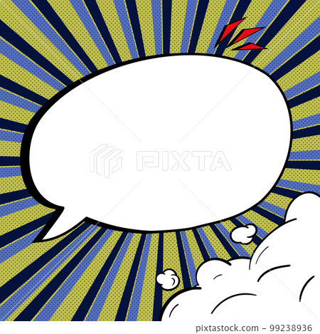 Comic Speech Bubble With Copy Space And Colorful Doodles. Design Of Empty Template In Explosion Framework Representing Social Media Messaging And Connecting. 99238936