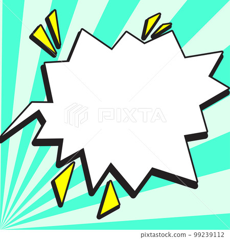 Comic Blank Speech Bubble With Copy Space And Colorful Doodles. Design Of Empty Template In Explosion Framework Representing Social Media Messaging And Connecting. 99239112