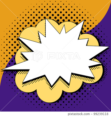 Comic Blank Speech Bubble With Copy Space Over Color Background Design. Empty Template In Explosion Framework Representing Fancy Add and Attractive Message. 99239118