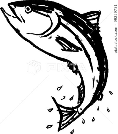 Salmon salmon salmon ink painting watercolor hand-painted 99239751