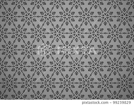 Abstract geometric pattern with lines, snowflakes. A seamless vector background. Gray and black texture. Graphic modern pattern 99239829