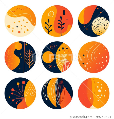 Highlights cover, posts and stories for social media. Abstract spring and summer retro icons. Outline. Vector illustration. Highlights cover, posts and stories for social media. Abstract spring and summer retro icons. Outline. Vector illustration. 99240494