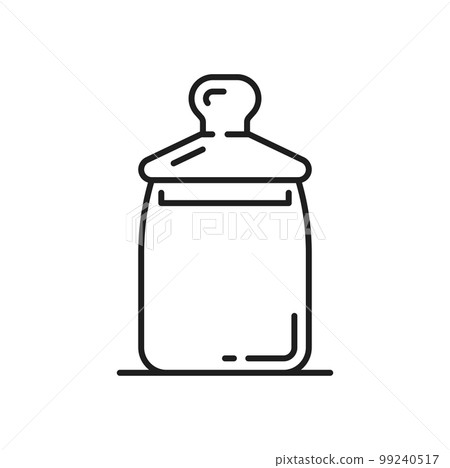 Bottle for drinks with lid isolated outline food container for milk, honey or juice. Vector glassware pack for liquid products, fastfood delivery package Bottle for drinks with lid isolated outline food container for milk, honey or juice. Vector glassware pack for liquid products, fastfood delivery package 99240517