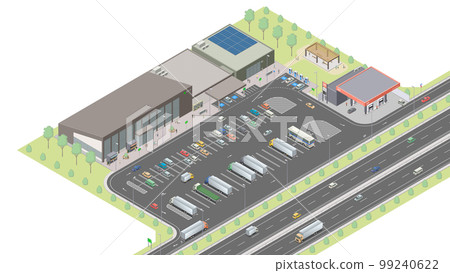 高速公路服務區的等距影像(平原) 高速公路服務區的等距影像(平原) 99240622