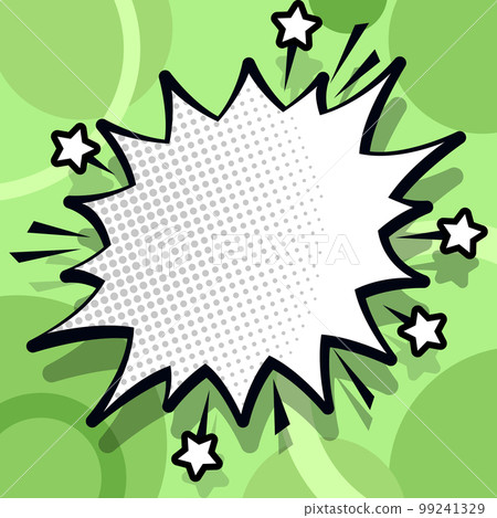 Comic Blank Speech Bubble With Copy Space Over Color Background Design. Empty Template In Explosion Framework Representing Advertisement And Promoting Business. 99241329