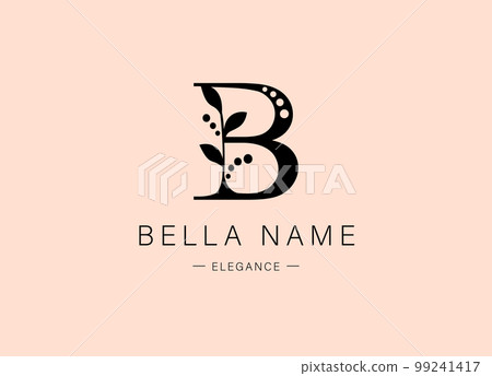 Logo, capital letter B. Monogram of Botanical Minimalistic with natural plant. 99241417