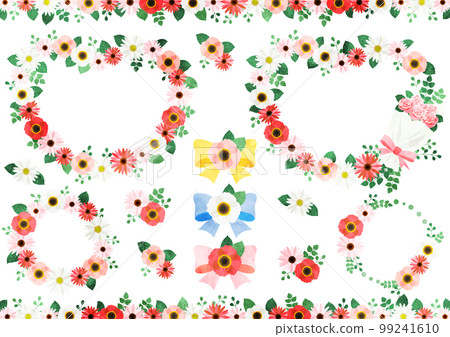 Watercolor style spring flower wreath frame set Watercolor style spring flower wreath frame set 99241610