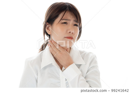 woman suffering from throat disease woman suffering from throat disease 99241642