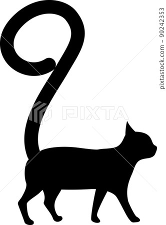 Silhouette of a cat with the number "9" on its tail 99242353
