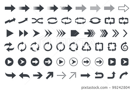 Arrow icon set monochrome illustration 99242804