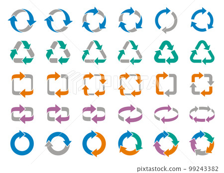 Arrow icon set circulation colorful 99243382