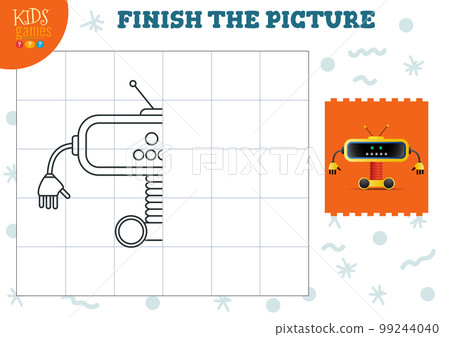 Copy picture vector illustration. Complete and coloring game for preschool and school kids 99244040