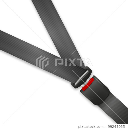 Safety seat belt, open and closed seatbelt. Art design road strap. Abstract concept car, airplane driver protection graphic element. Vector 99245035