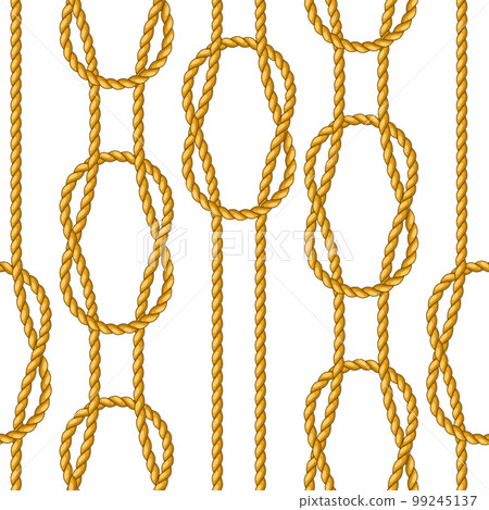 Seamless pattern with jute rope knots. Nautical, fishing and decorative nodes. 99245137
