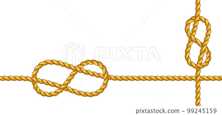 Background with jute rope knots. Nautical, fishing and decorative nodes. Background with jute rope knots. Nautical, fishing and decorative nodes. 99245159